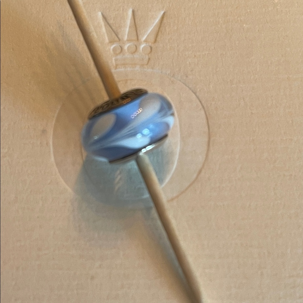 Pandora Silver Charm with Blue and White Design
